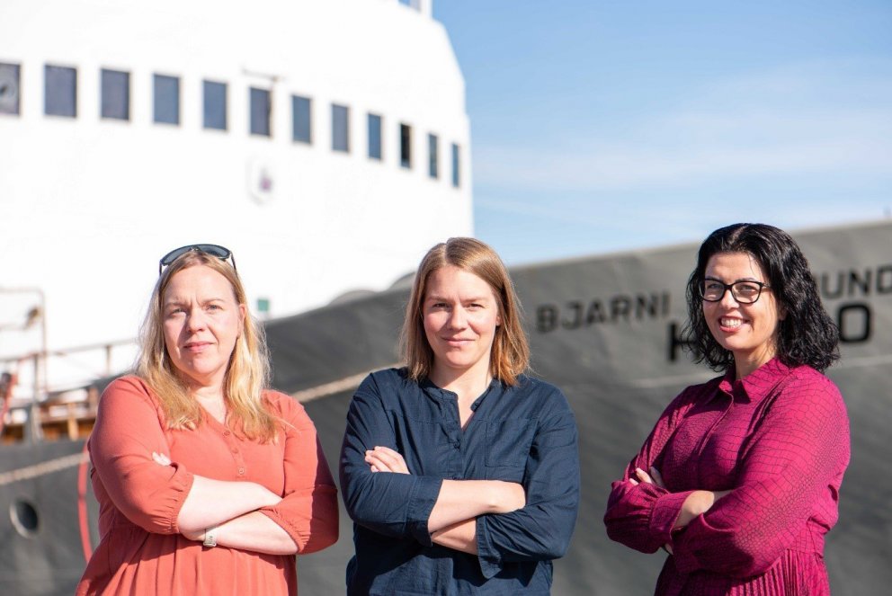 Frá vinstri: Guðbjörg Ásta Ólafsdóttir, Hrönn Egilsdóttir og Harpa Þrastardóttir. Ljósm. Svanhildur …