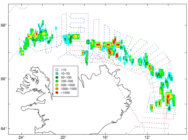 Capelin distribution in the collaborative survey 23-30 January 2023.