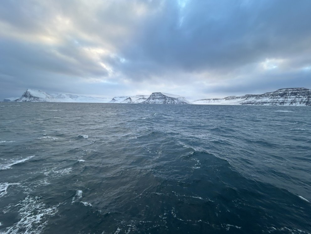 Beautiful mountain sightings from Árni Friðriksson during the capelin search.