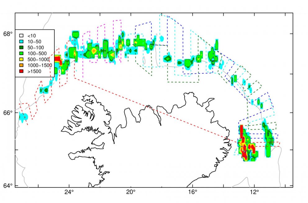 Dreifing loðnu í leiðangrinum 26.-30. janúar 2021.