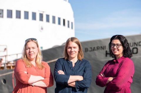 Frá vinstri: Guðbjörg Ásta Ólafsdóttir, Hrönn Egilsdóttir og Harpa Þrastardóttir. Ljósm. Svanhildur …