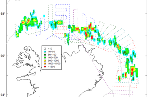 Capelin distribution in the collaborative survey 23-30 January 2023.