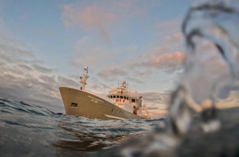 The research vessel Þórunn Þórdardóttir HF300 on its way to Greenland in rough seas off Snæfellsnes,&hellip;