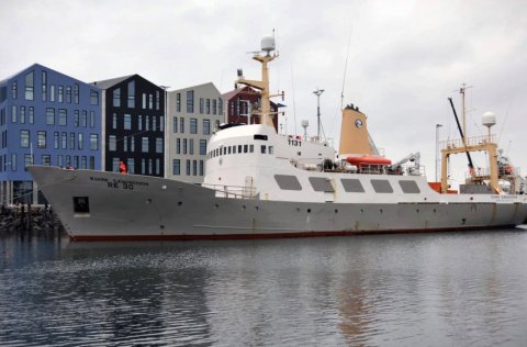 Bjarni Sæmundsson kemur úr 18 daga vorleiðangri 28. maí 2020. Ljósm. Sjó