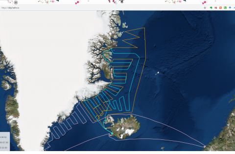 Rannsóknasvæði í loðnuleiðangrinum 5.-28. september sl.
Hægt er að smella á myndina til að sjá stær…