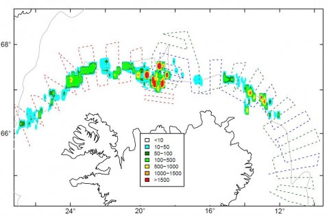 Loðnudreifing 9. febrúar 2020