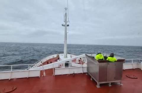 Kalsamt getur orðið upp við ísinn og þá er eins gott að vera vel klæddur. Hér eru þeir félagarnir Gu…