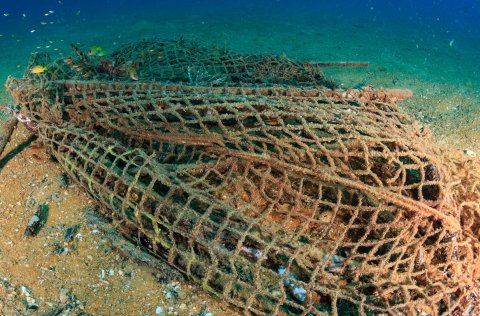 Abandoned ghost fishing nets on the sea floor/Shutterstock