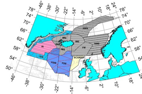 Hér má sjá talningarsvæðin. Fyrsti leggurinn á Árna Friðrikssyni er á svæði IR en þessi leggur er sa…