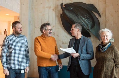 Frá vinstri: Guðmundur Þórðarson, Finnur Árnason, Þorsteinn Sigurðsson og María Maack. 
Ljósm. Svan…